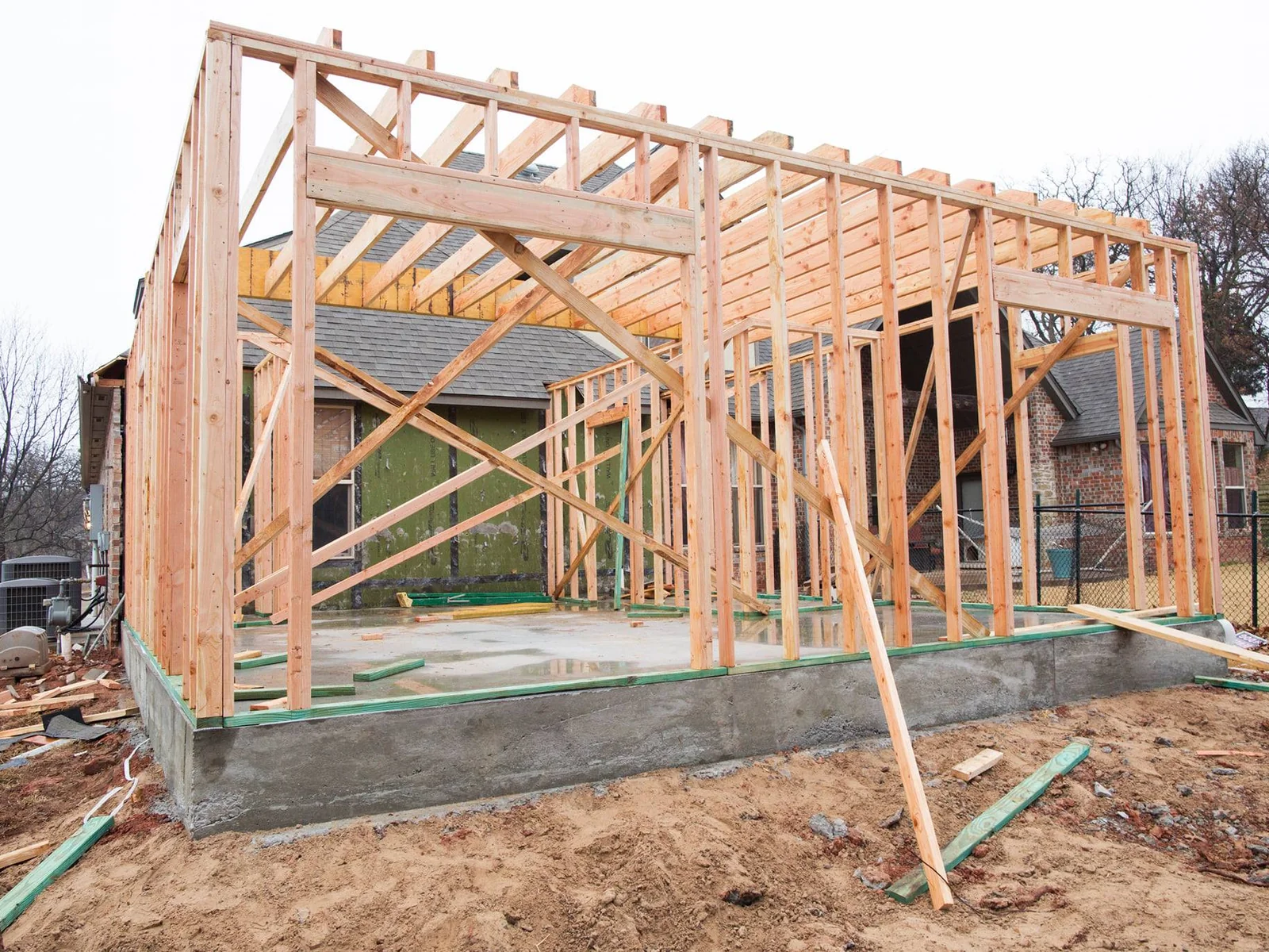 Interior room addition construction progress in Edmond by MASB Construction in the Oklahoma City metro