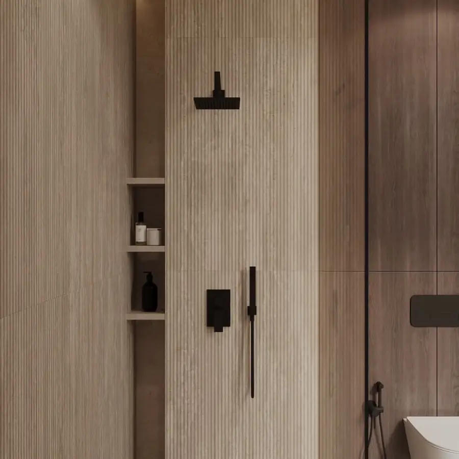 Custom tile and vanity detail in an Oklahoma City bathroom remodel by MASB Construction
