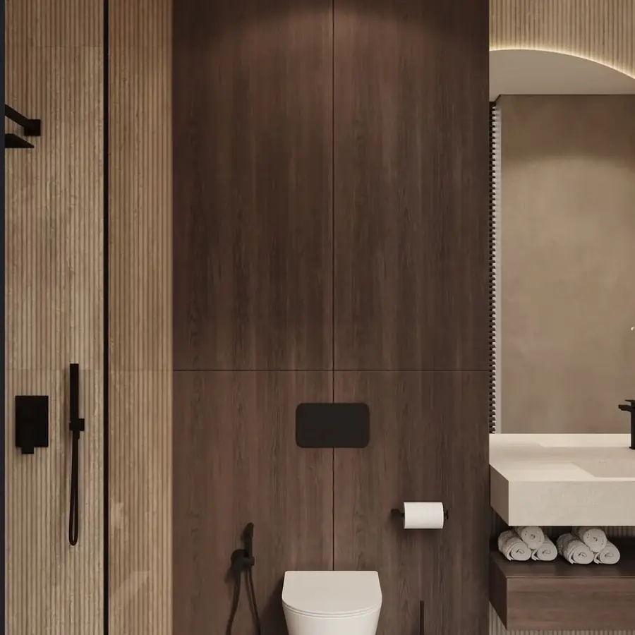 Completed walk-in shower and finish work in an Oklahoma City bathroom remodel by MASB Construction