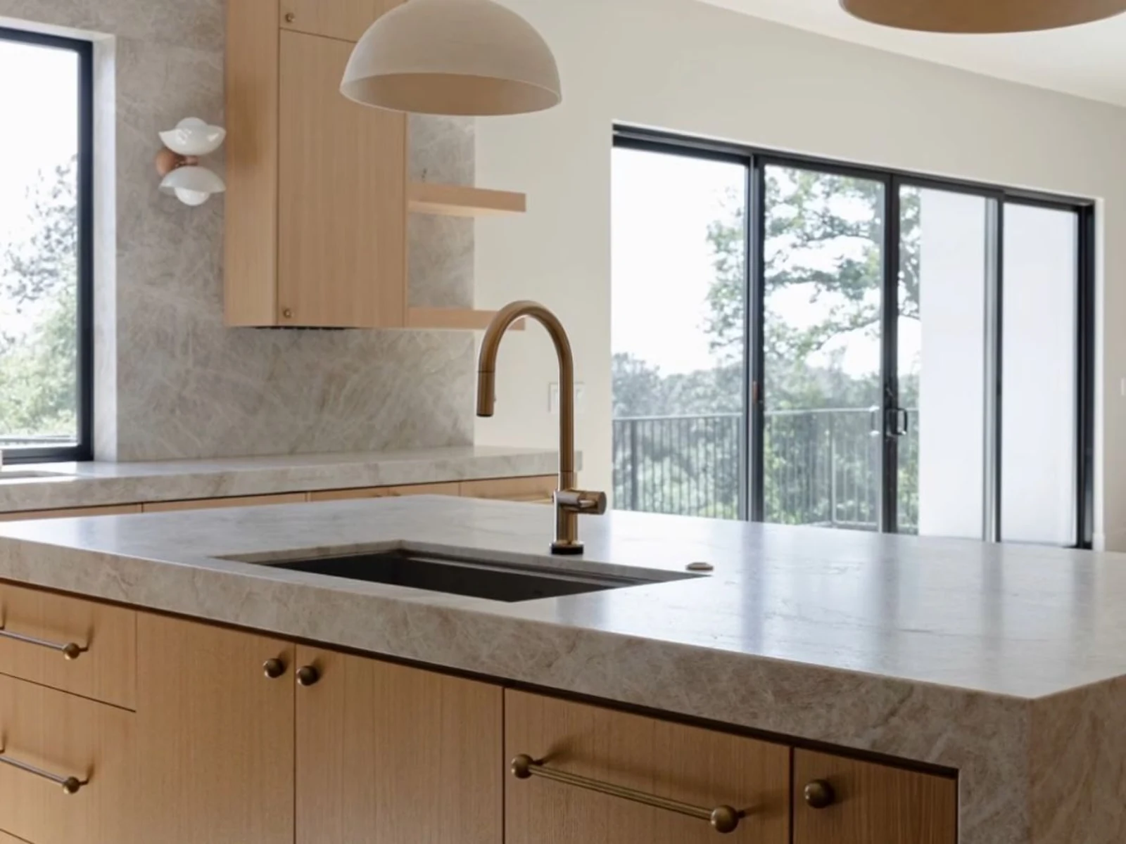 Kitchen cabinetry and countertop material detail in Moore by MASB Construction