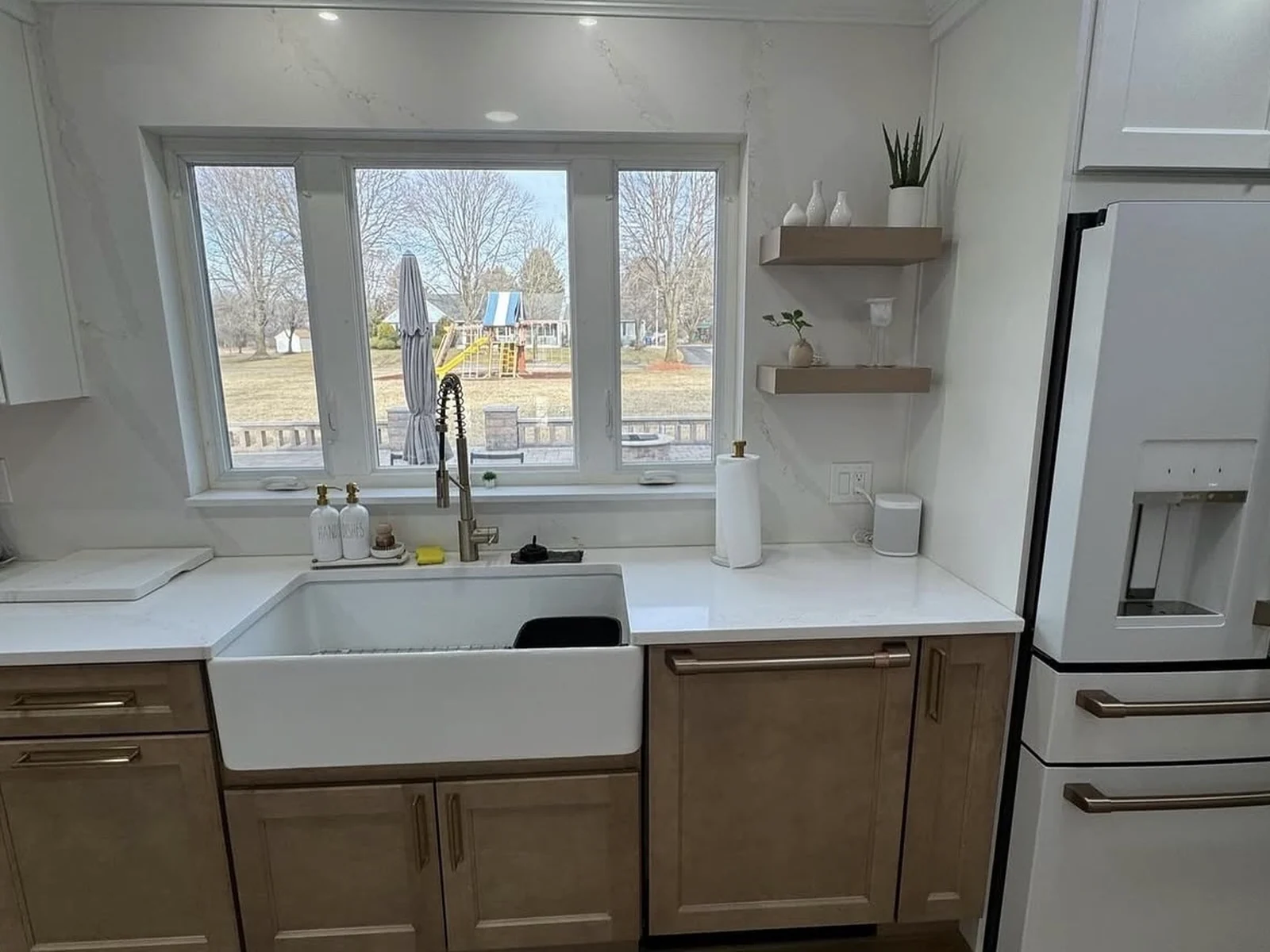 Premium kitchen cabinetry and countertop detail in Yukon by MASB Construction