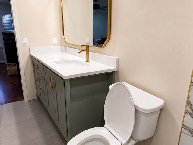Tile and fixture detail in Bethany bathroom remodel by MASB Construction