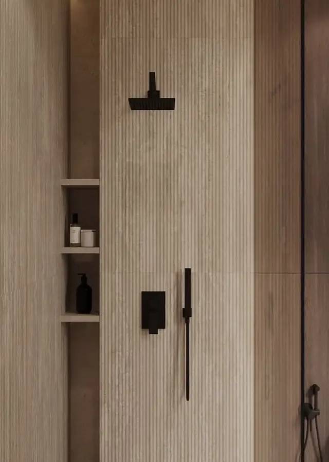 Custom tile and vanity detail in Oklahoma City bathroom remodel by MASB Construction