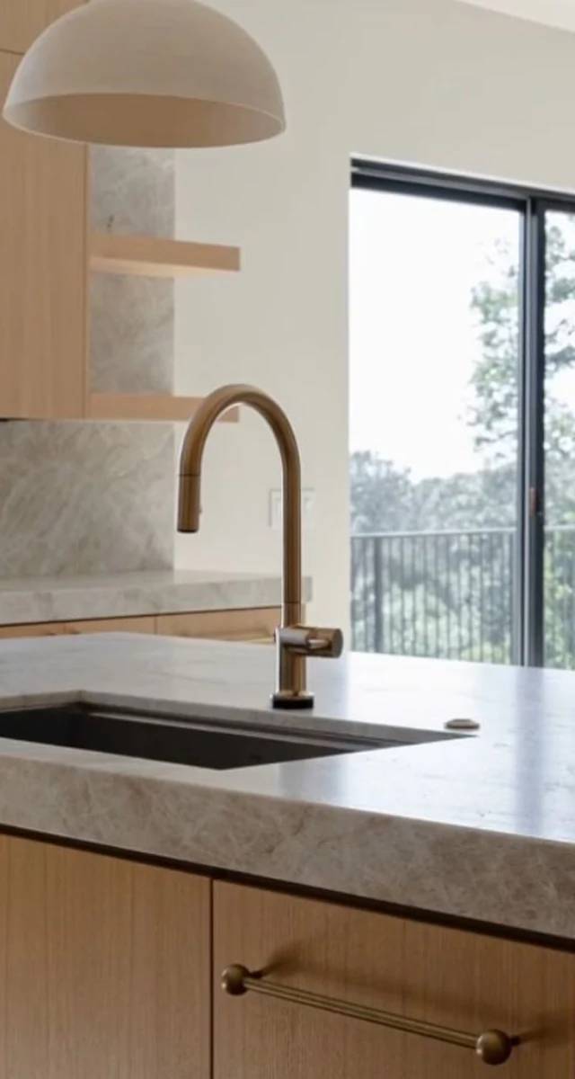 Kitchen cabinetry and countertop detail in Moore by MASB Construction