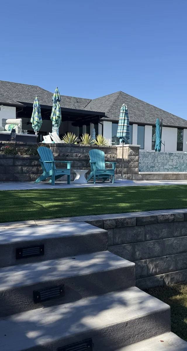 Outdoor fire feature and patio detail in Edmond by MASB Construction
